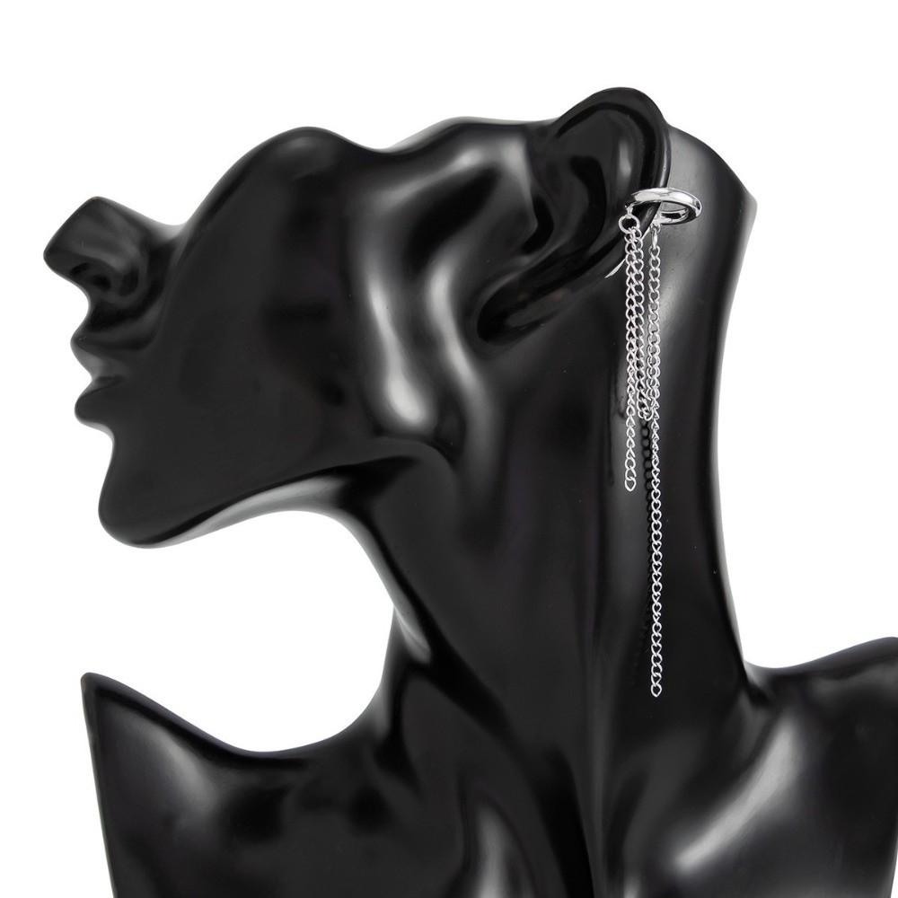 Temperament Imitation Pearl Clip Earrings Pearl Metal Chain Ear Cuff Ear Clip  For Women