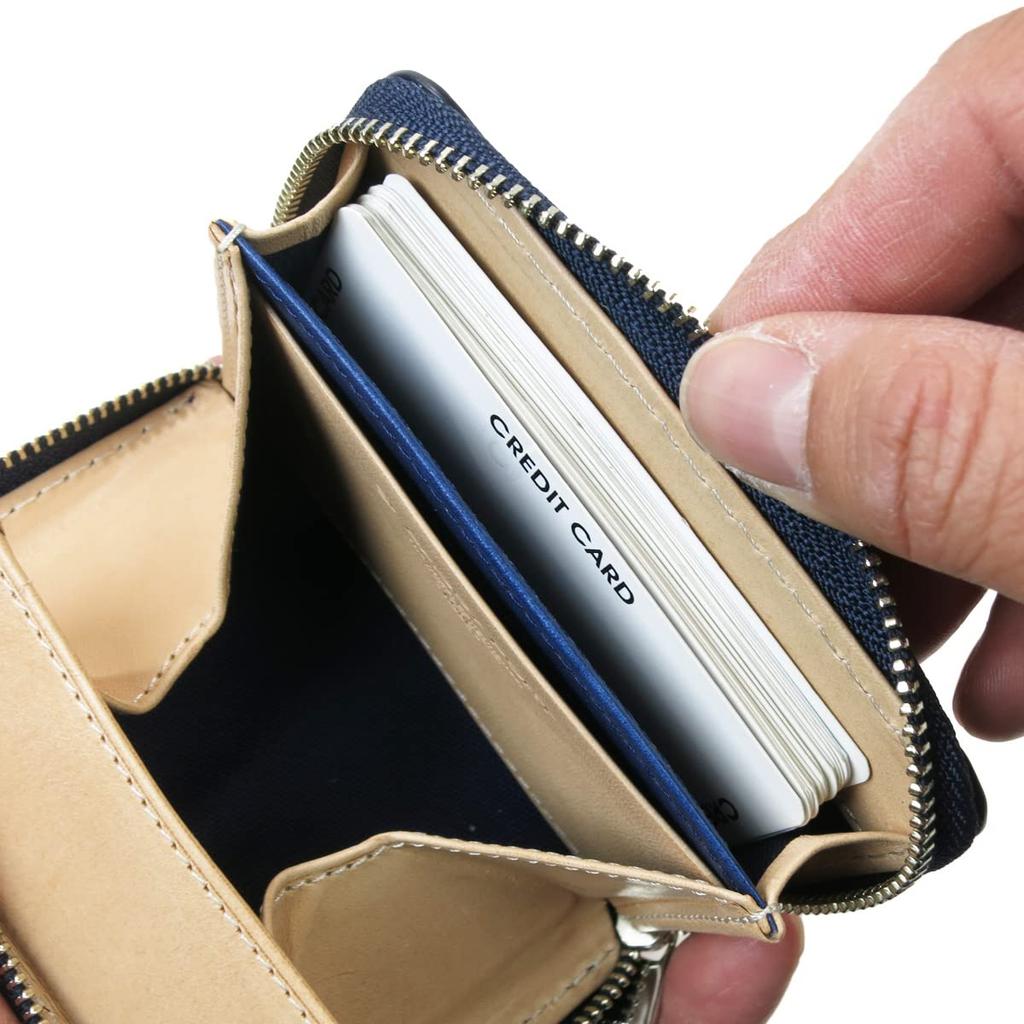 Baggy Port Coin Leather with Paisley Embossed Case, Indigo-Dyed Pattern, Men's, Women's, Unisex, ZYS-199 (Dark Blue)