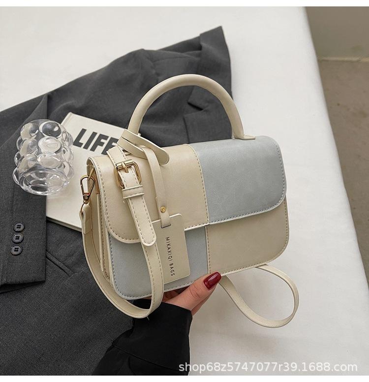 

French fashion foreign handbag women s new niche texture small square bag 2025 simple casual crossbody bag синий