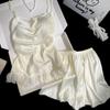 Women's Summer Ice Silk Sling Pajama Set with Chest Pad - Sexy Petal Vest & Shorts