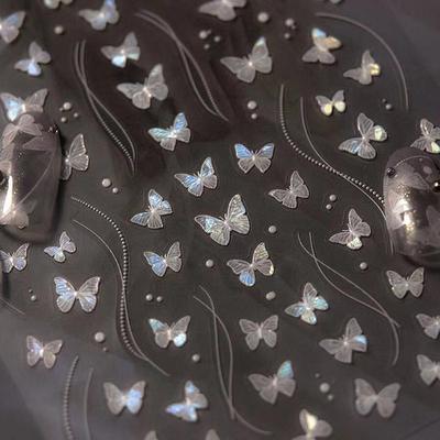 Shell Licht Wit Vlinder Nagels Stickers Glitter Zelfklevende Sticker Nagellak Decoratie Leuke Vlinder Nagellak Sticker Diy Salon