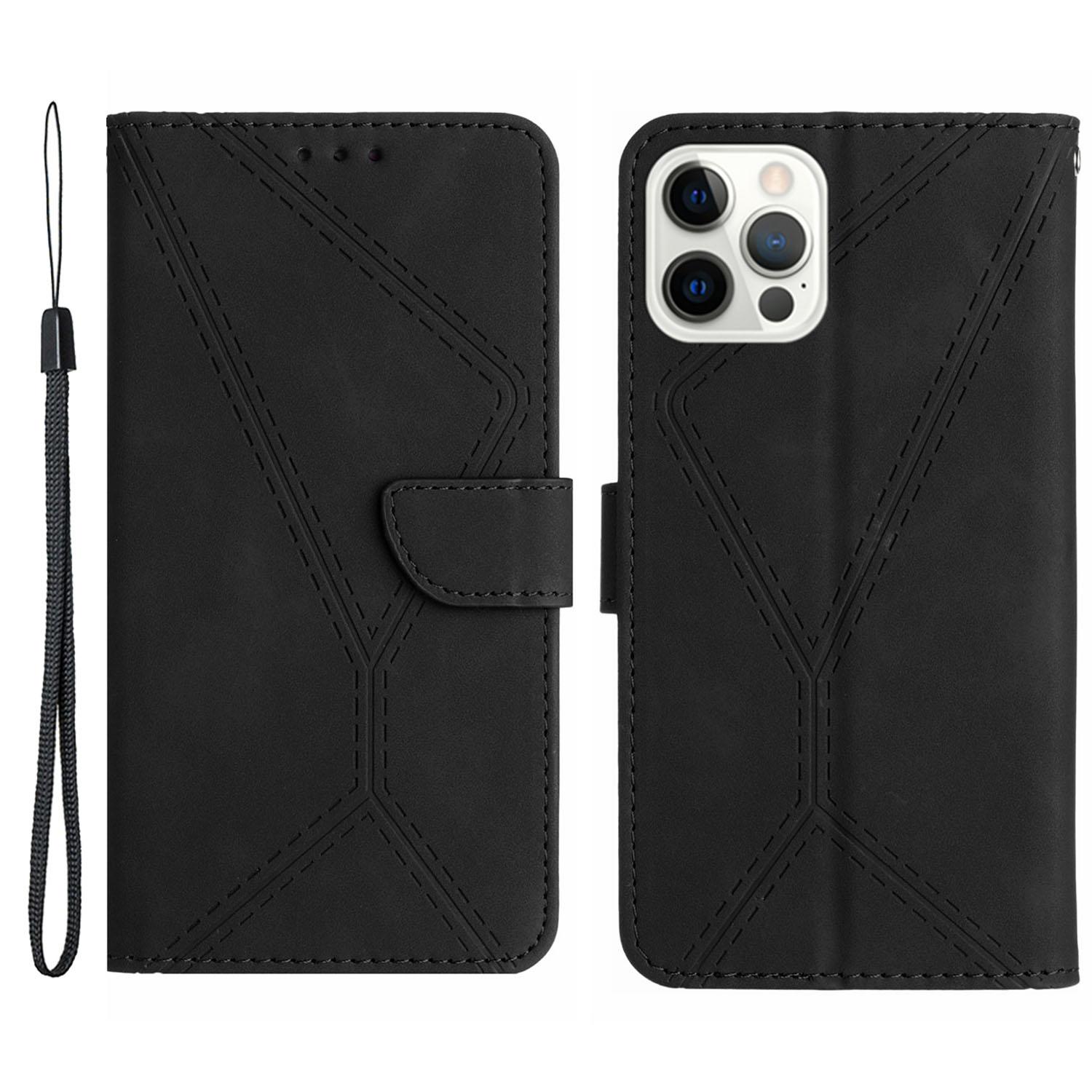 

HT05 For iPhone 16 Pro Case Leather Phone Cover Card Slots Stand Feature E