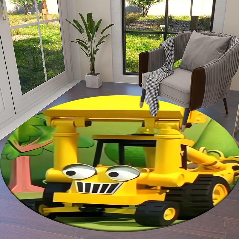 Bob der Baumeister Runder Teppich, Teppich für Wohnzimmer Schlafzimmer Sofa Spielzimmer Dekoration, Rutschfeste Fußmatte38