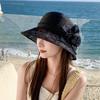 Sommar ny dam elegant organza blomkruka hatt utomhus resor skuggning solskydd cool fiskarhatt trend