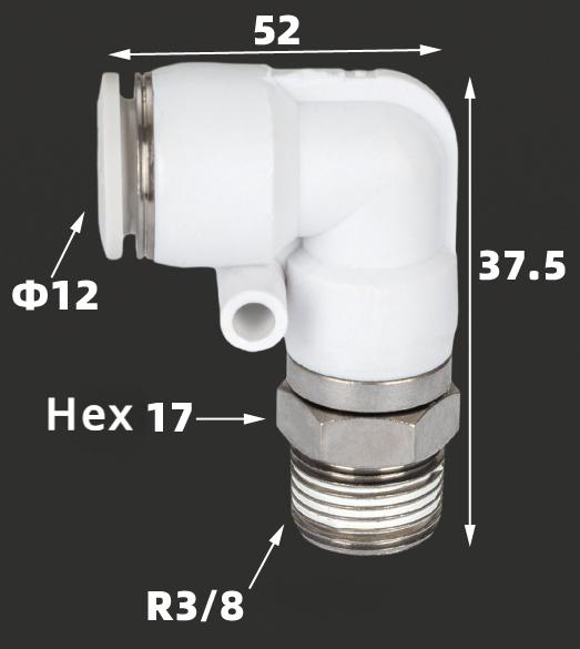 NRL 1700r/min Elbow M5 1/8" 1/4" 3/8" 1/2" BSP Male 4 6 8 10 12 Mm Tube Air Pneumatic High Speed Rotary Pipe Fitting Connector