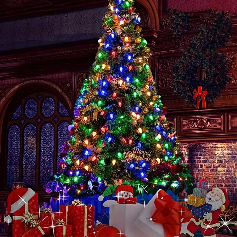 7M 50LED Solar C6 Bulbs String Lights Strawberry Christmas Fairy Garland Light Outdoor Waterproof Xmas Tree New Year Decor