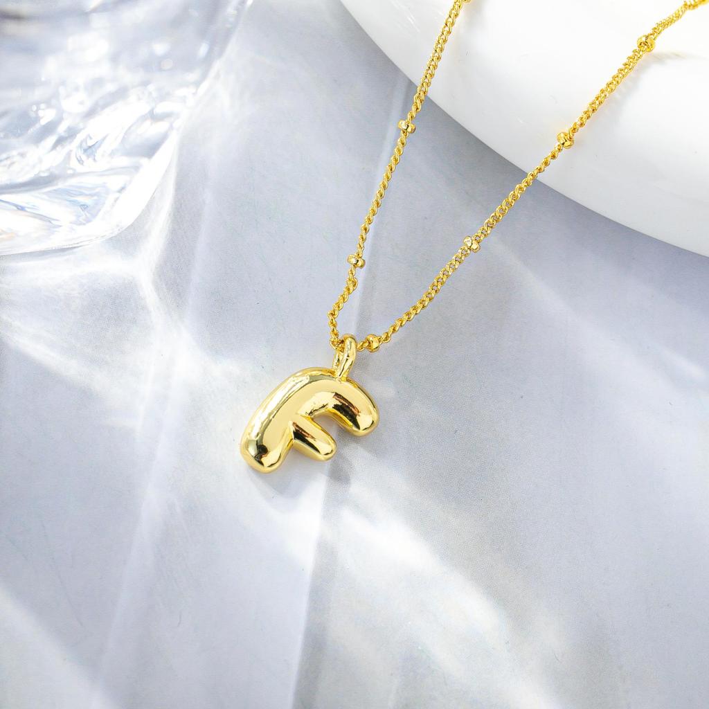 European & American Trendy 18K Gold Plated Cute Balloon Party Letter Necklace