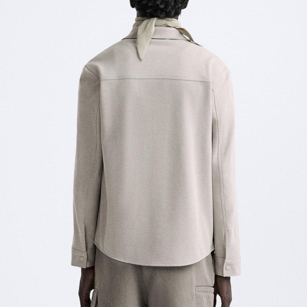 Zara Comfortable Casual Solid Color Pocket Detail Long Sleeve Shirt Men shirts Gray 7484478-706