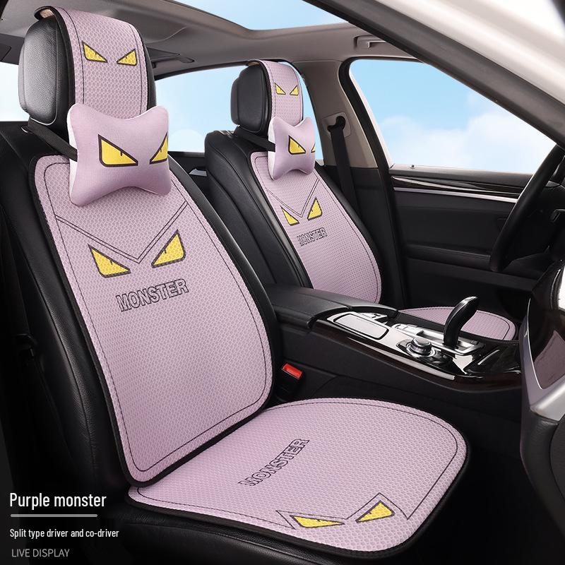 Universal Cartoon Linen Car Seat Cushion - Warm, Stylish, Four Seasons Comfort
