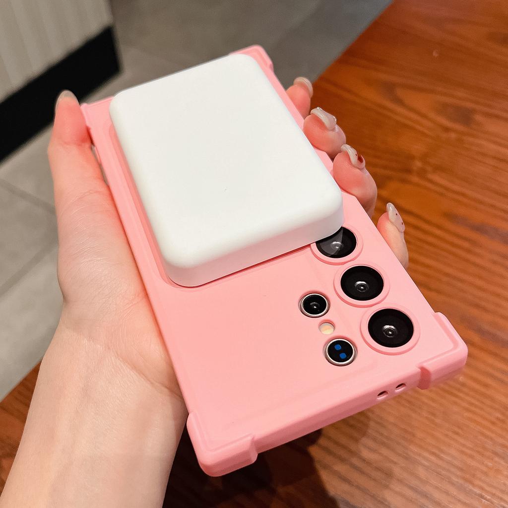 Suitable for Samsung S25 Ultra Magnetic Suction Mobile Phone Case S24 Liquid Skin Feeling Four Corners Anti Fall S23 Silicone Soft Shell All