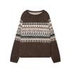 European and American style, new women's clothing, fashionable, versatile, simple color-rubbing effect jacquard knitted sweater