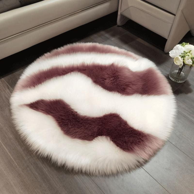 Soft Fluffy Faux Fur Rug Washable Living Room Bedside Shaggy Fur Rugs Plush Small Round Carpets Bedroom Floor Mats