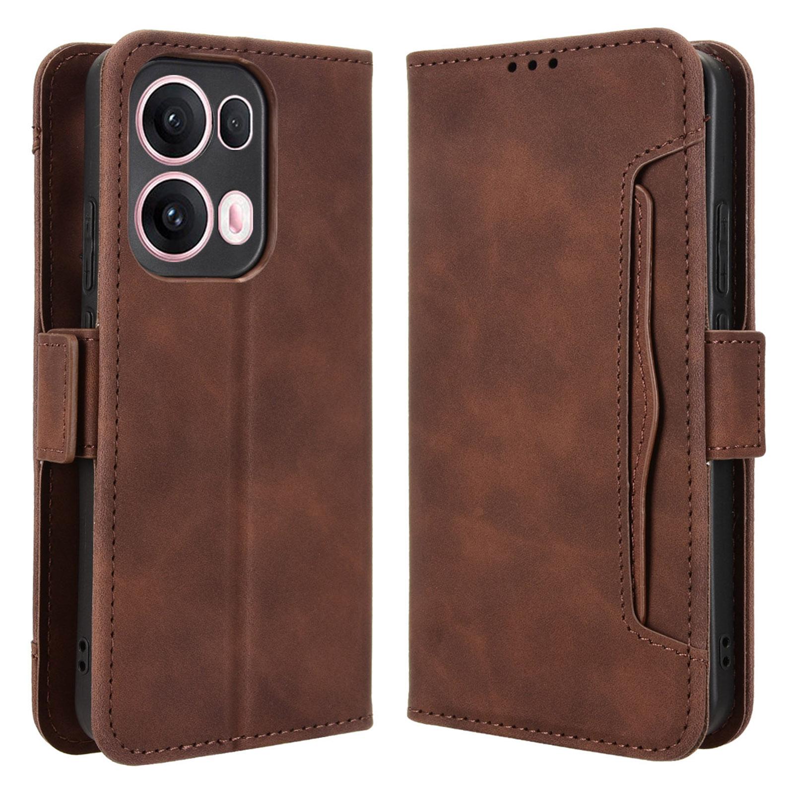 

For Oppo Reno13 Pro 5G Leather Case Phone Wallet Cover with Multiple Card Slots Brown