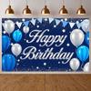 Happy Birthday Banner Purple Blue Balloon Glitter Design Birthday Party Backdrop Decoration Photography Background Prop