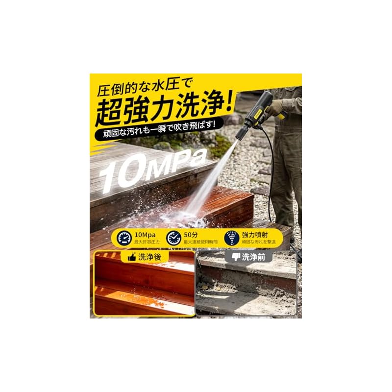 High-Pressure Washer [2026 Innovative Model - Foldable] 10MPa Powerful Spray, Cordless, Compact, Self-Priming, USB-C Rechargeable, Multifunctional