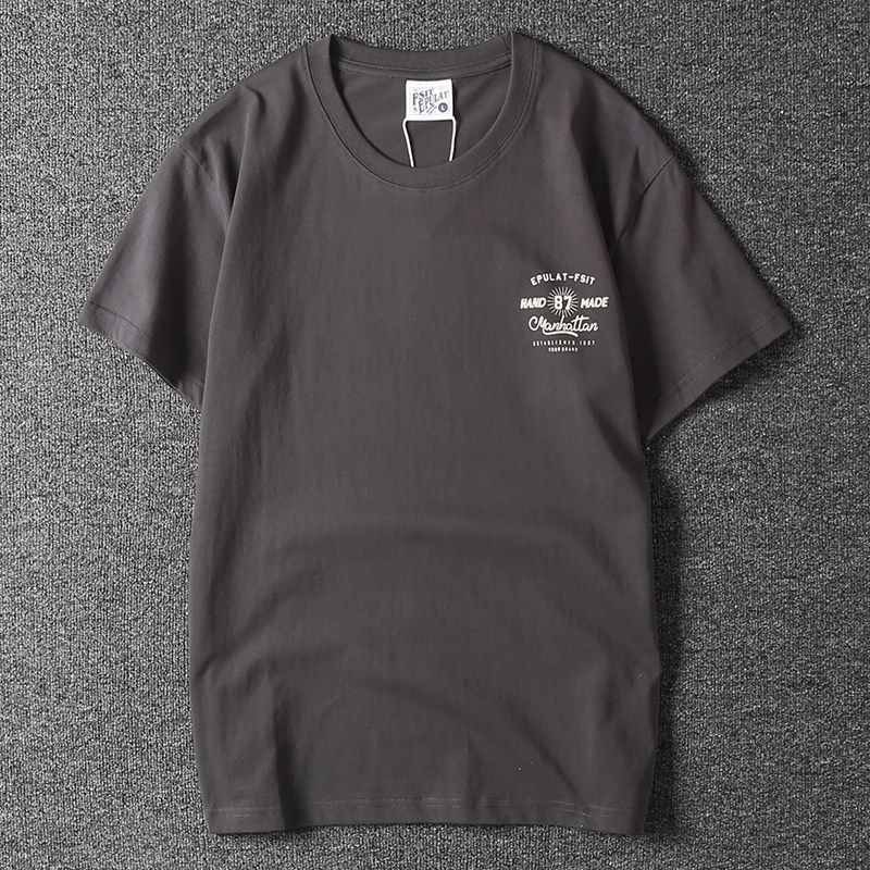 Foreign Trade Cut the Tag Off Tail Goods Leak-Picking New Couple High Cotton Personality All-matching Men's Thread Round Neck Short Sleeve T-shirt