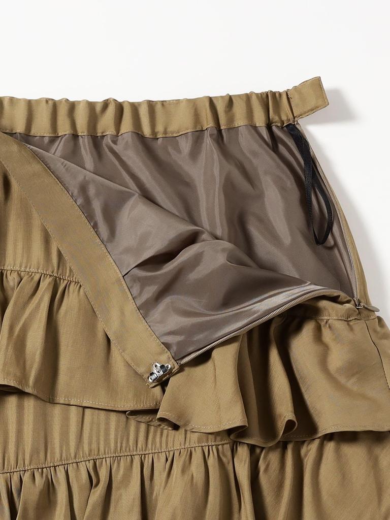 Ray Beams Women's Asymmetrical Ruffle Tiered Skirt, Beige 1