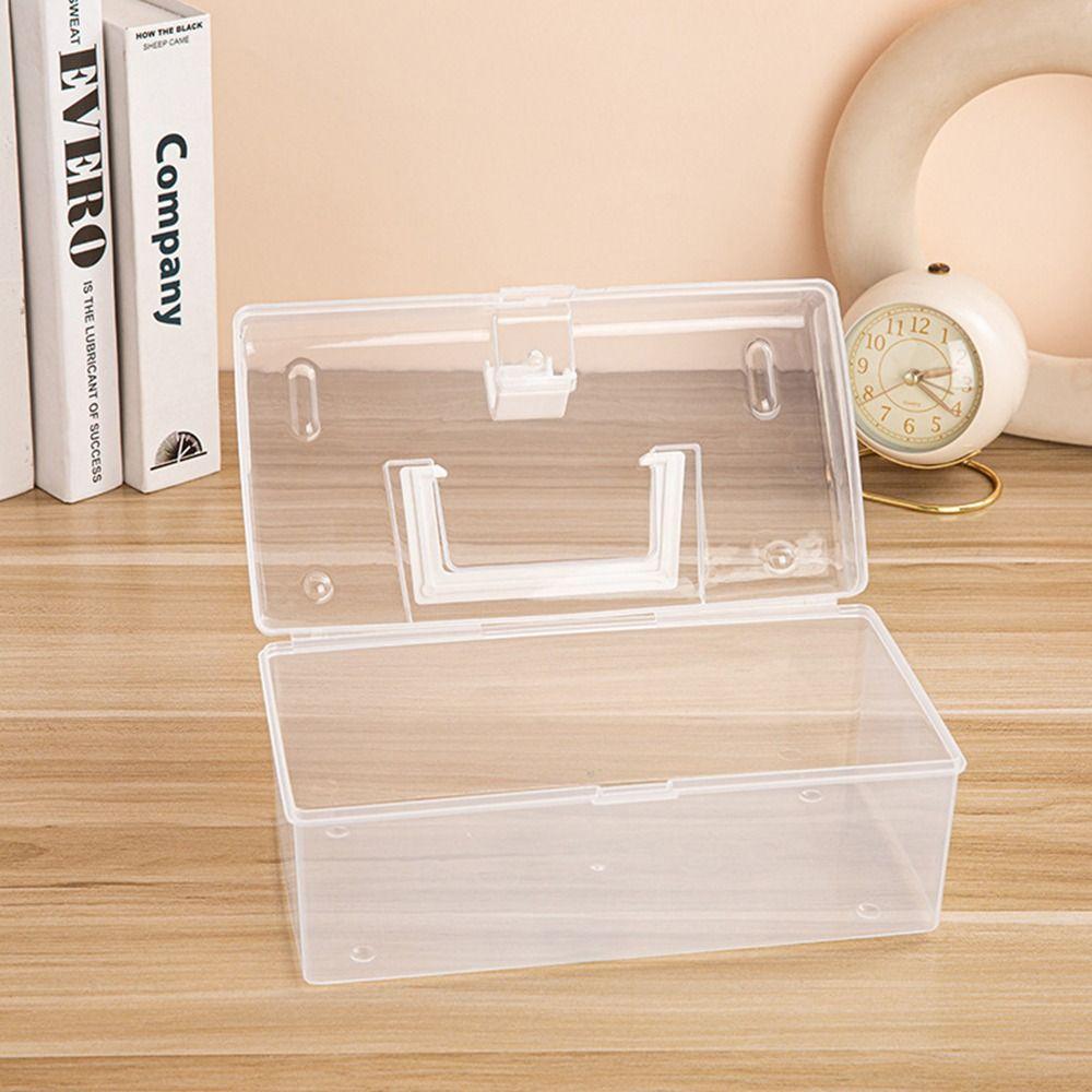 1Pcs Transparent Plastic Storage Box Large-Capacity Sundries Stationery Mask Miscellaneous Container Box Household
