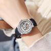 Skeleton Mechanical Watches Rose Gold Case Diamond Bezel Luminous Waterproof Fluororubber Strap Watch