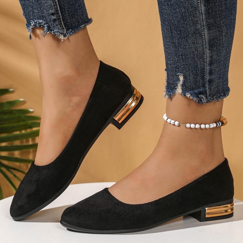 Sharp Pointed Suede Women's Shoes 2025 New Style Shallow Mouth Low Heel Shoes Square Root Women's Casual Shoes