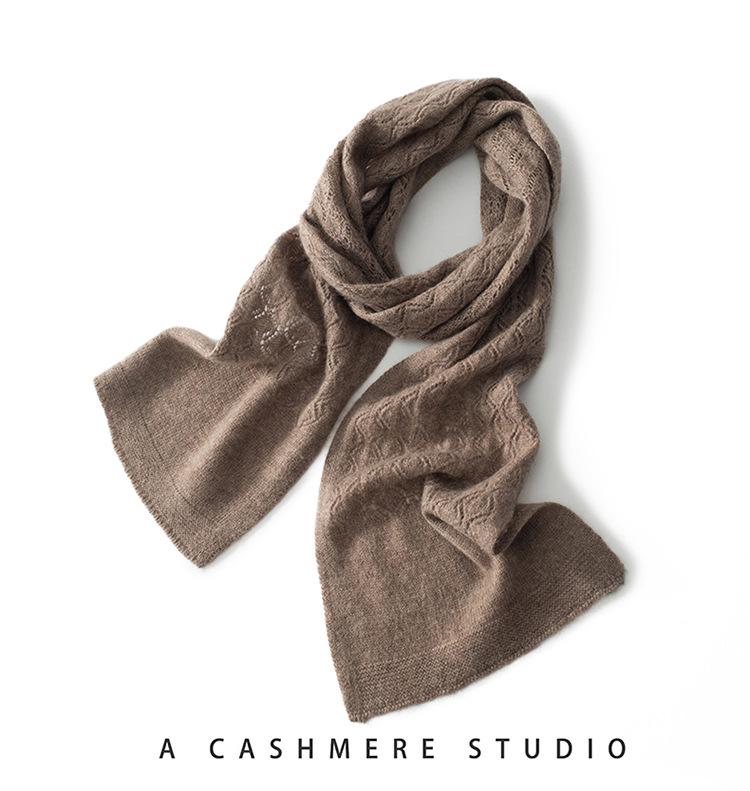 Women's Pure Cashmere Openwork Shawl - Autumn/Winter Korean Style Neck Protection Scarf