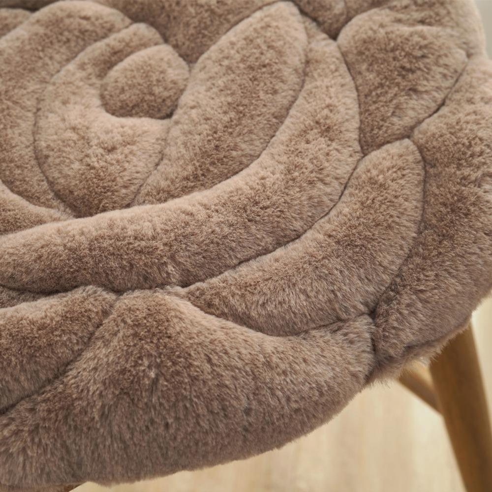 Winter Fluffy Rose Quilted Chair Cushion Thickened Office Home Dining Seat Pad Tatami Floor Mat