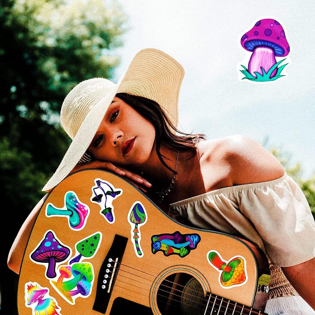 10/50pcs Bright and Glossy cute mushroom stickers Psychedelic mushroom graffiti Stickers for DIY Luggage Laptop Skateboard Motorcycle Bicycle Sticker