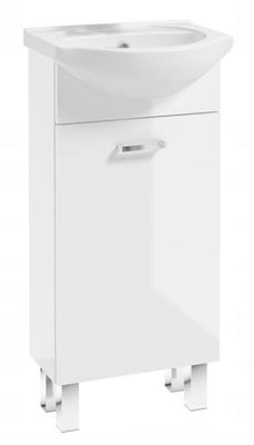 Bathroom Cabinet On Legs with a Washbasin 40x80cm, White Gloss, Laminated Mea
