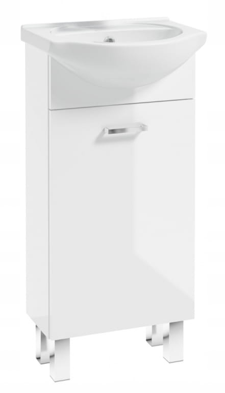 Bathroom Cabinet On Legs with a Washbasin 40x80cm, White Gloss, Laminated Mea