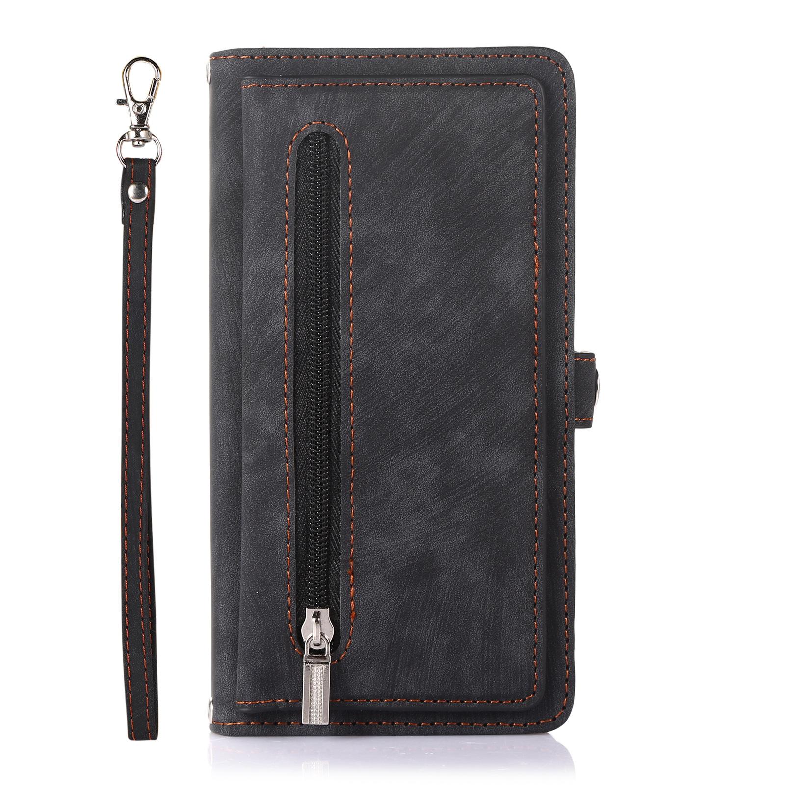 

Magnetic Phone Case for iPhone 17 Pro Max Air 17 16E 16 Pro 15 14 Plus 13 12 11 Zipper Lanyard Leather Card Holder Wallet Cover iPhone17 чёрный
