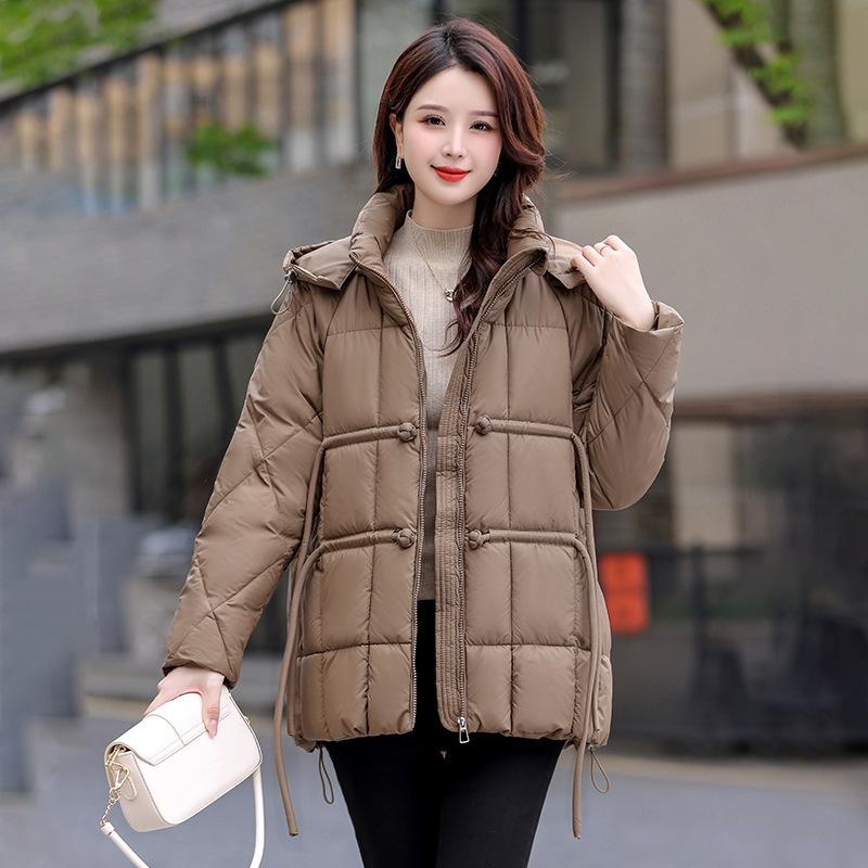 2024 Winter Women's Chinese Style Hooded Coat - Tassel, Fashionable, Loose-Fit, Slimming Down Cotton Outerwear