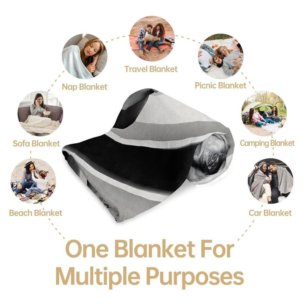 Black White Sports Portrait Print Blanket Flannel Blanket Throw Blanket Warm Blanket Gift Blanket Minimalist Fan Bed Wrap
