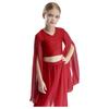 Girls Classical Dance Crop Top: V Neck Split Flared Sleeves Elegant Top for Practice Performance
