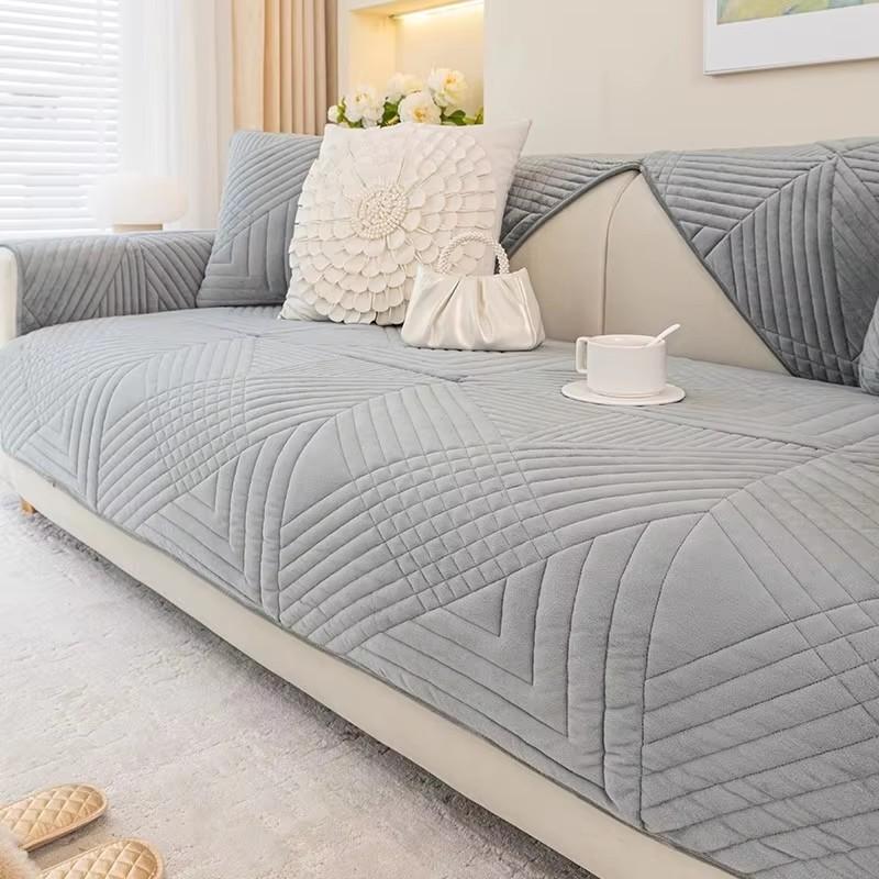 

1 шт. утолщенный плюшевый чехол для дивана, однотонный, нескользящий, подушка для дивана, Г-образный уголок, мягкое полотенце для дивана для домашнего декора гостиной 70x70