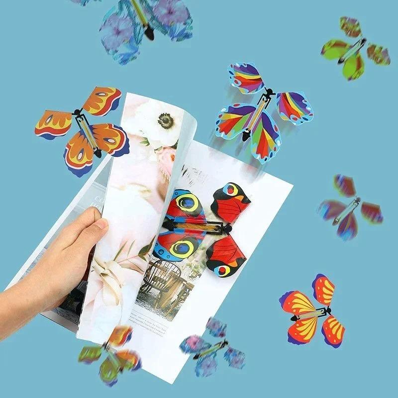 Magic Wind Up Flying Butterfly in The Book Band Powered Tricks Prop Fairy Toys Surprise Present Party Favor