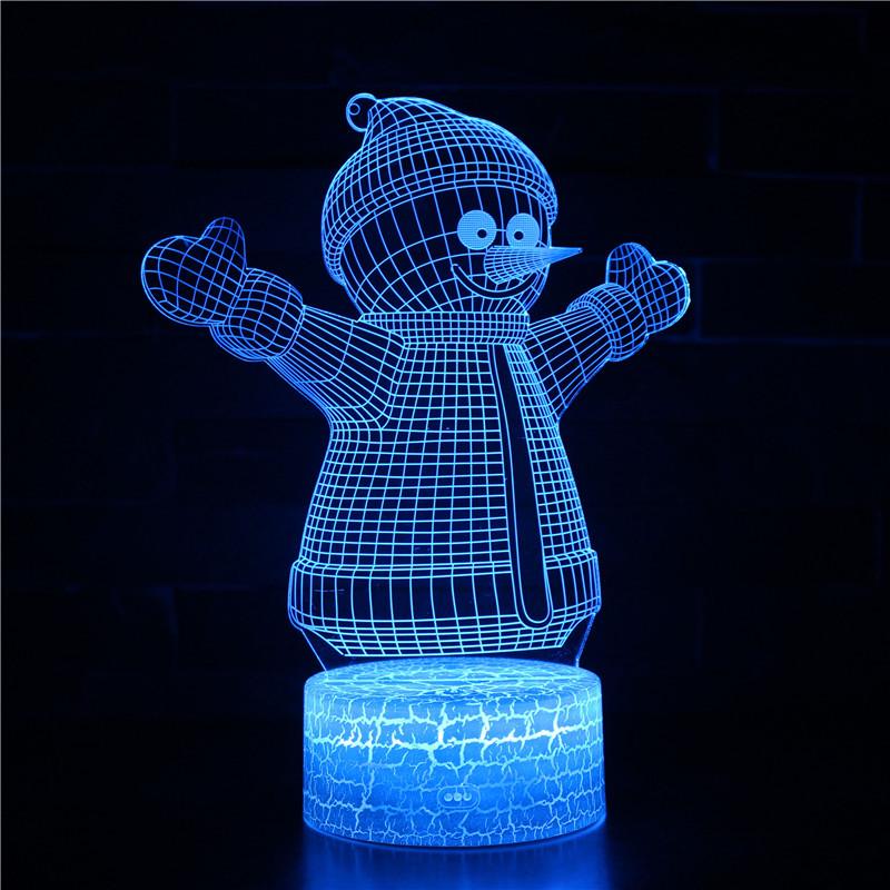 3D Christmas Night Light: Creative LED Bedside Lamp with Remote Control & Seven-Color Touch