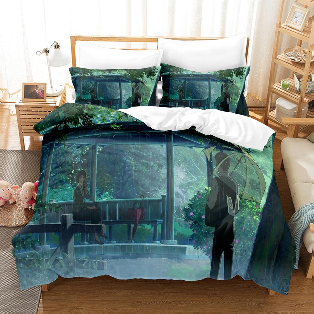 3D Print Japan Movie The Garden Of Words Bedding Sets Duvet Cover Set With Pillowcase Twin Full Queen King Bedclothes Bed Linen