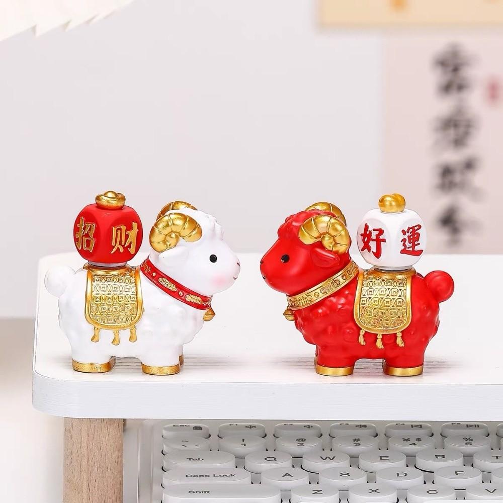 Rotating Goat Figurine Chinese Style Zodiac Goat Ornament Auspicious Sheep Ornament Living Room