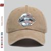pc Silvery Sexy Lips Print Baseball Cap Suitable Sun Hat for SpringSummer Travel Comfortable and Lightweight Adjustable Sna