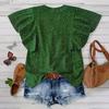 Damen Shirt V-Ausschnitt Rüschen Kurzarm Pullover Tops Lockere Passform Punkt
