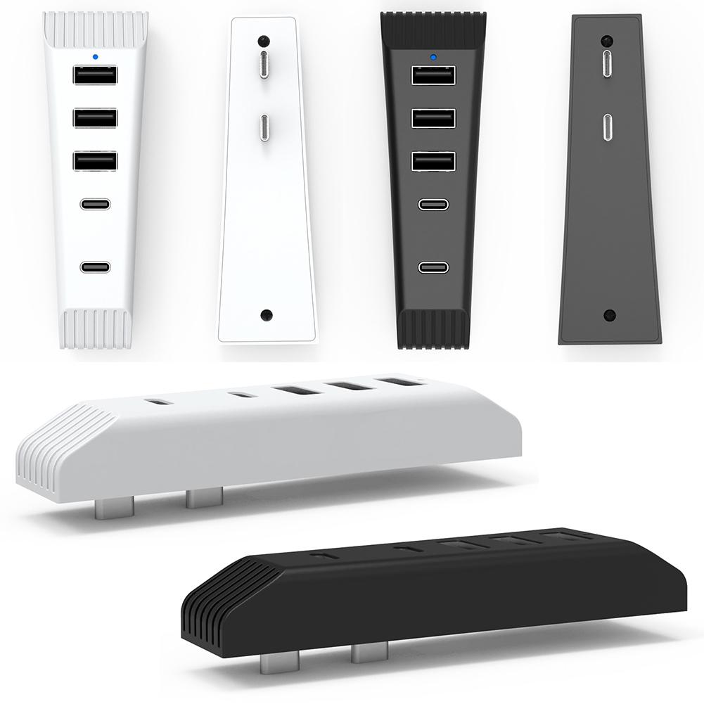 5 In 1 USB Hub High-Speed Extra USB Port Extender with 3USB + 1 Type C Port+ 1Type-C 3.1 for PS5 Slim Console Disc & Digital