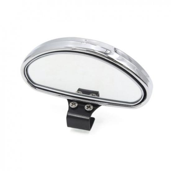 Silver Tone Universal Car Wide Angle Half Oval Rear View Blind Spot Mirror
