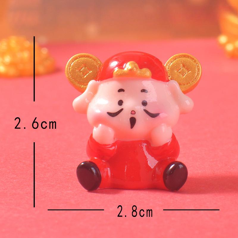 Cute Wealth God Home Desktop Ornament New Year Decoration Car Center Console Resin Handicraft
