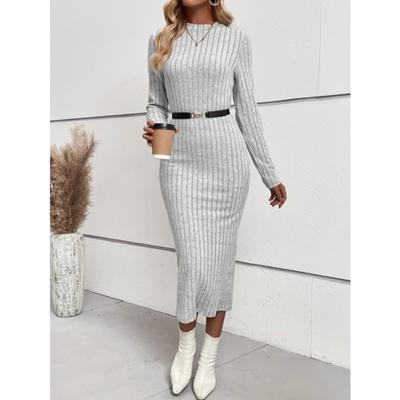Autumn Winter Casual O-neck Long Sleeve Long Dresses 2025 Knitted Elegant Bodycon Sweaters Dress Women Solid Color Slim Fit Sexy Clothing