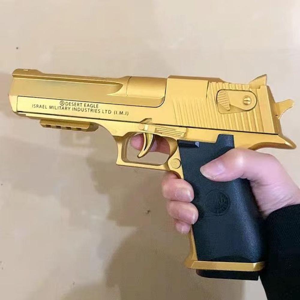Desert Eagle Mechanical Continuous Fire Pistol Shell Ejection Decompression Toy Empty Hanging Soft Bullet Toy Gun Gift