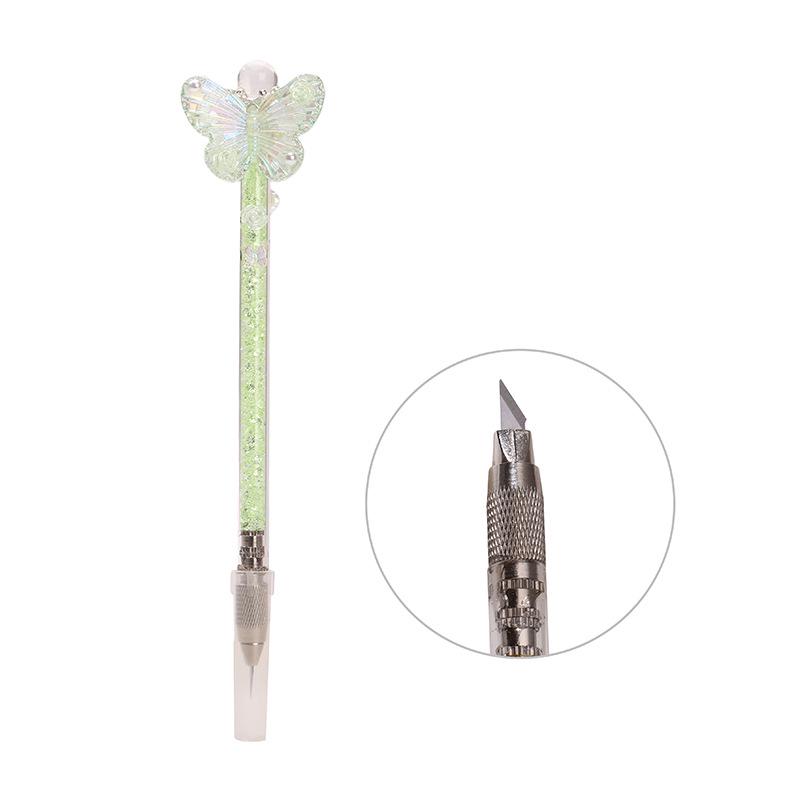 Exquisite Handmade Crushed Stone Butterfly Carving Pen Knife for Journals