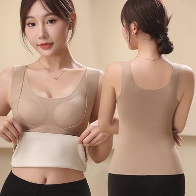 Ms Bigger Sizes with Velvet Thickening Warm Winter Vest Non Trace Render Within A Fixed Padding Vice Milk Bra