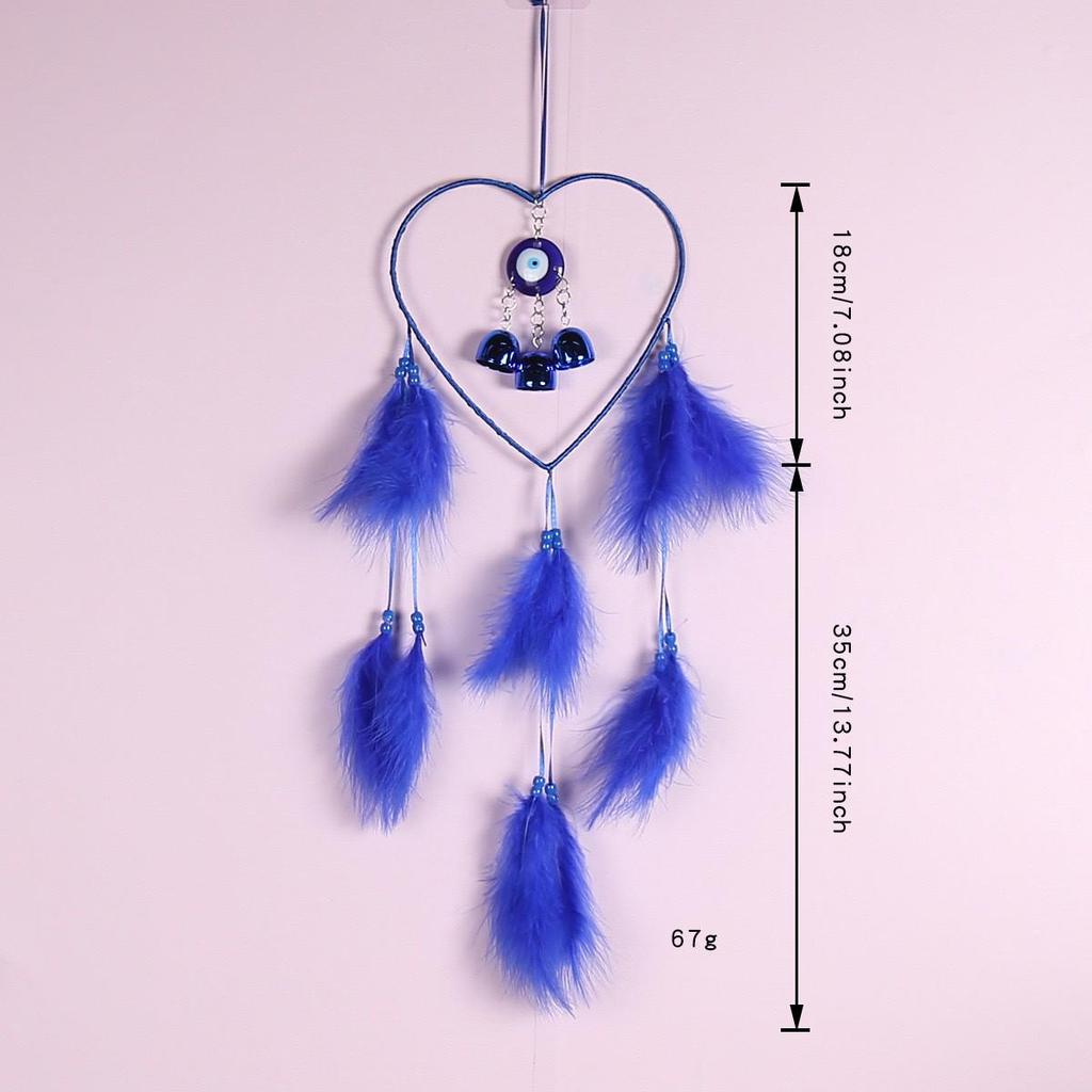 Evil Eye Feather Dream Catcher Pendant - Handmade Decorative Woven Craft