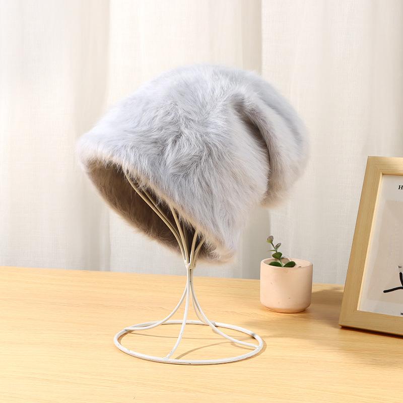 Damska jesienno-zimowa ciepła wełniana czapka dziergana z ochroną uszu