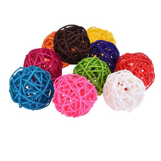 10Pcs Bird Parrot Bite Play Toy Parakeet Cane Weaving Vine Ball Pet Cage Decor